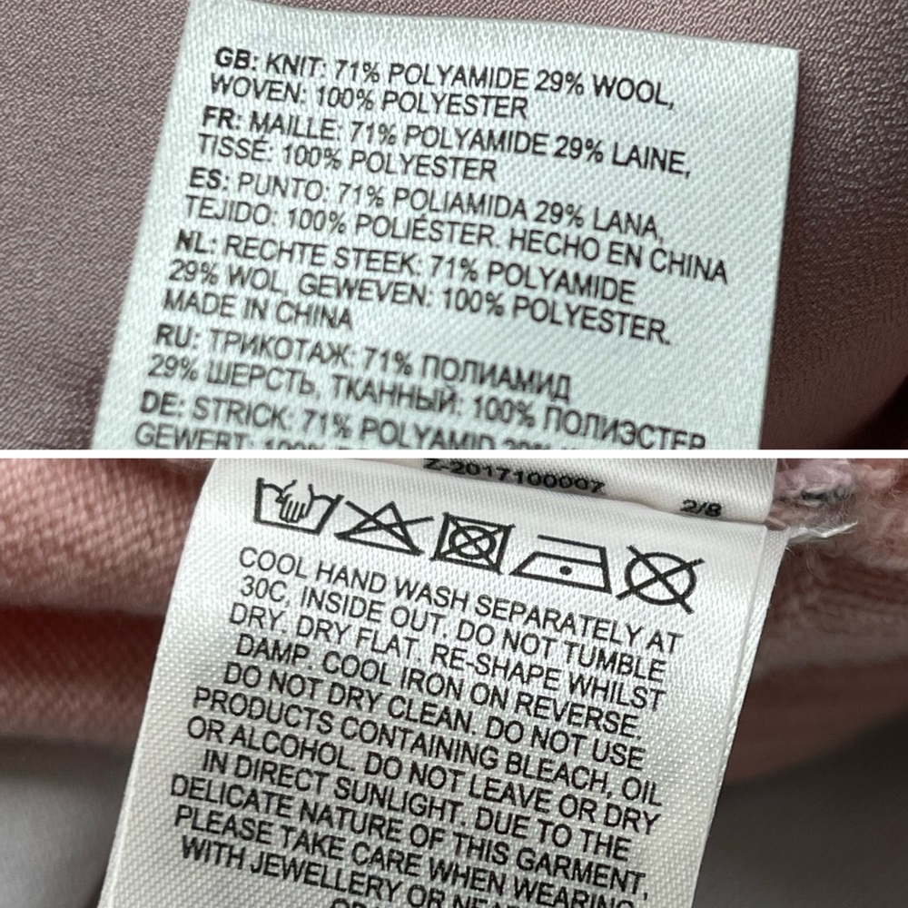 Ted Baker Bomber Jacket Pink Gray Mixed Floral Print Knit Back, Size 5 (US 12) - Picture 14 of 15